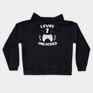Level 7 Unlocked  Video Gamer 7th Birthday Kids Hoodie